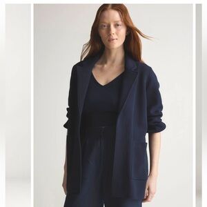 Quince Women's 100% Organic Cotton Knit Blazer Navy M